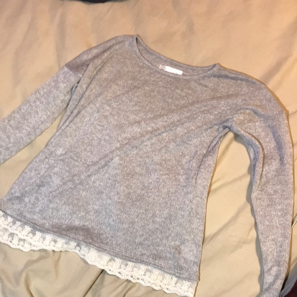 GIRLS 12/14 GREY LONG SLEEVE WITH LACE